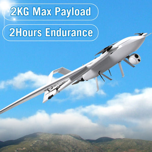 Fixed Wing VTOL drone 2kg payload 2hour endurance  drone